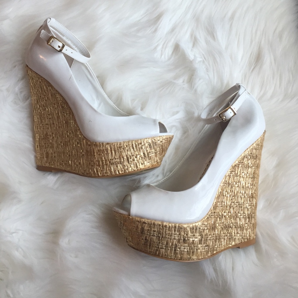 Bebe white wedges